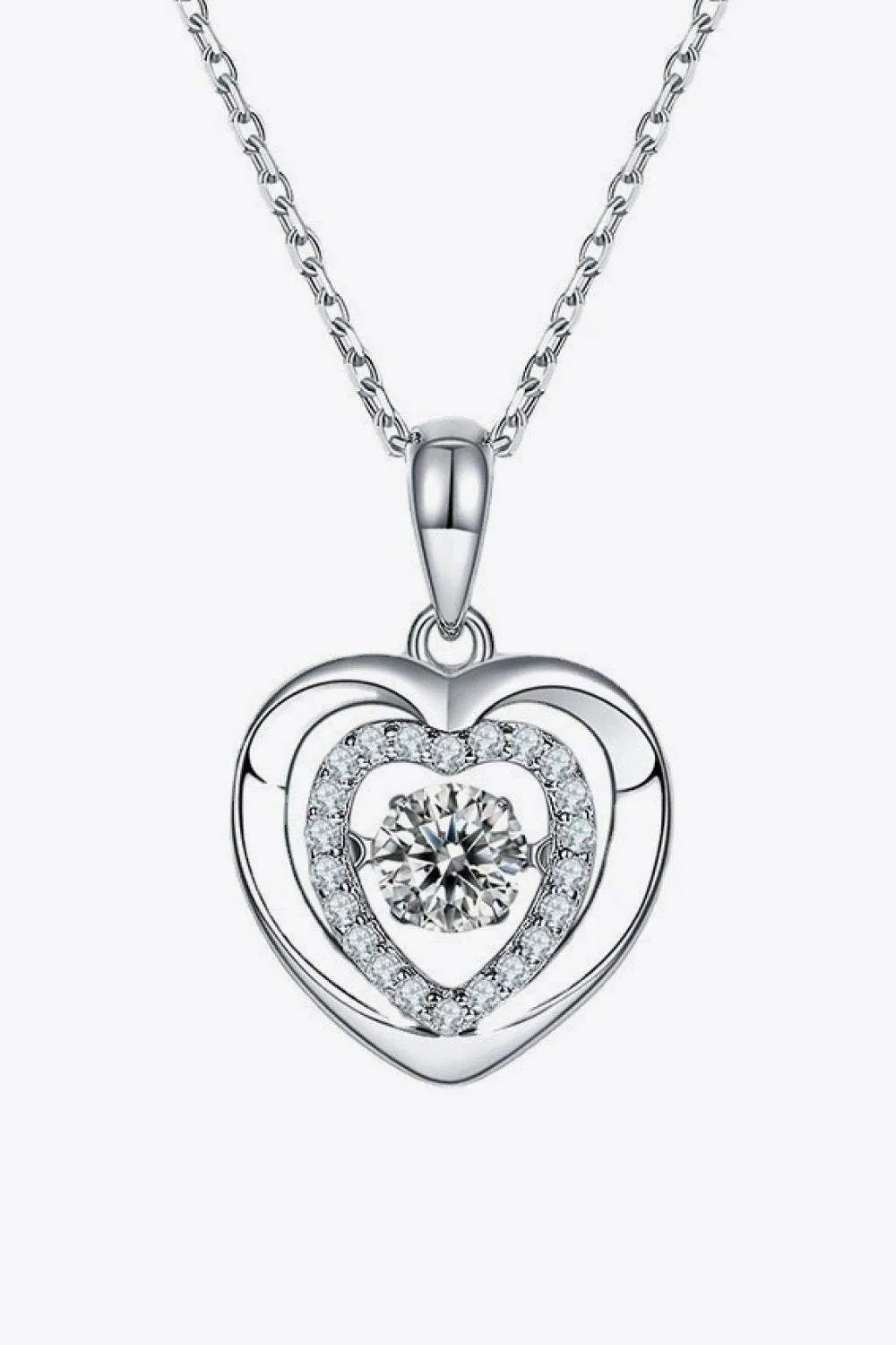 Moissanite Heart Pendant Necklace Silver One Size Moissanite - Tophatter Daily Deals
